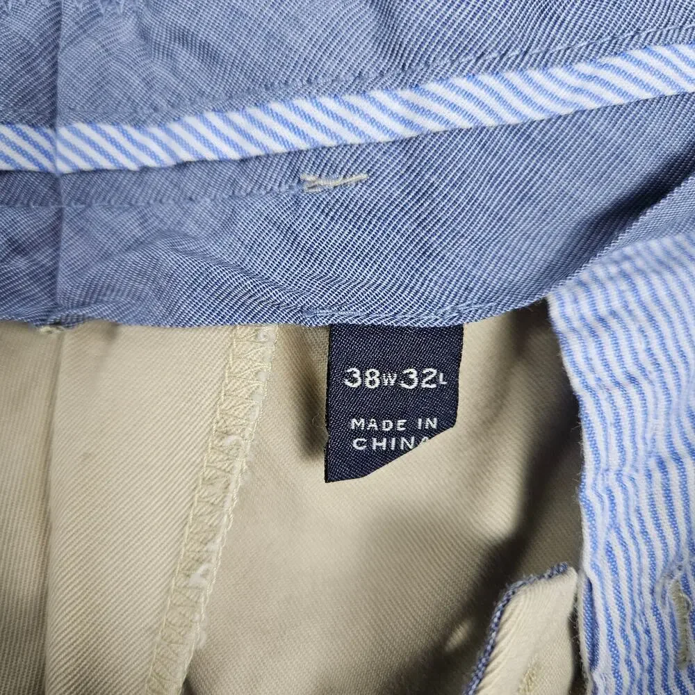 J.Crew Mens Classic Fit Khaki Cotton Chinos‎ Pants 36x30.5 Straight Tag 38x32